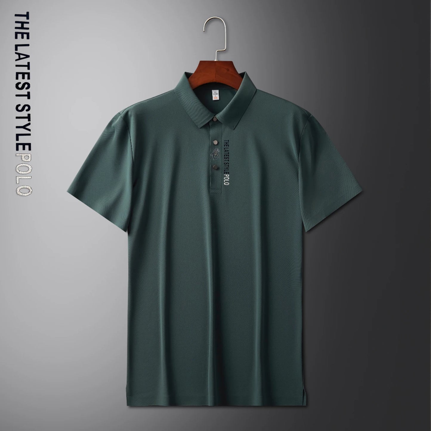 Men Ice Silk Polo Shirt Short Sleeved Letter Printing T-shirt New 2024 Summer Embroidery Men's Clothing