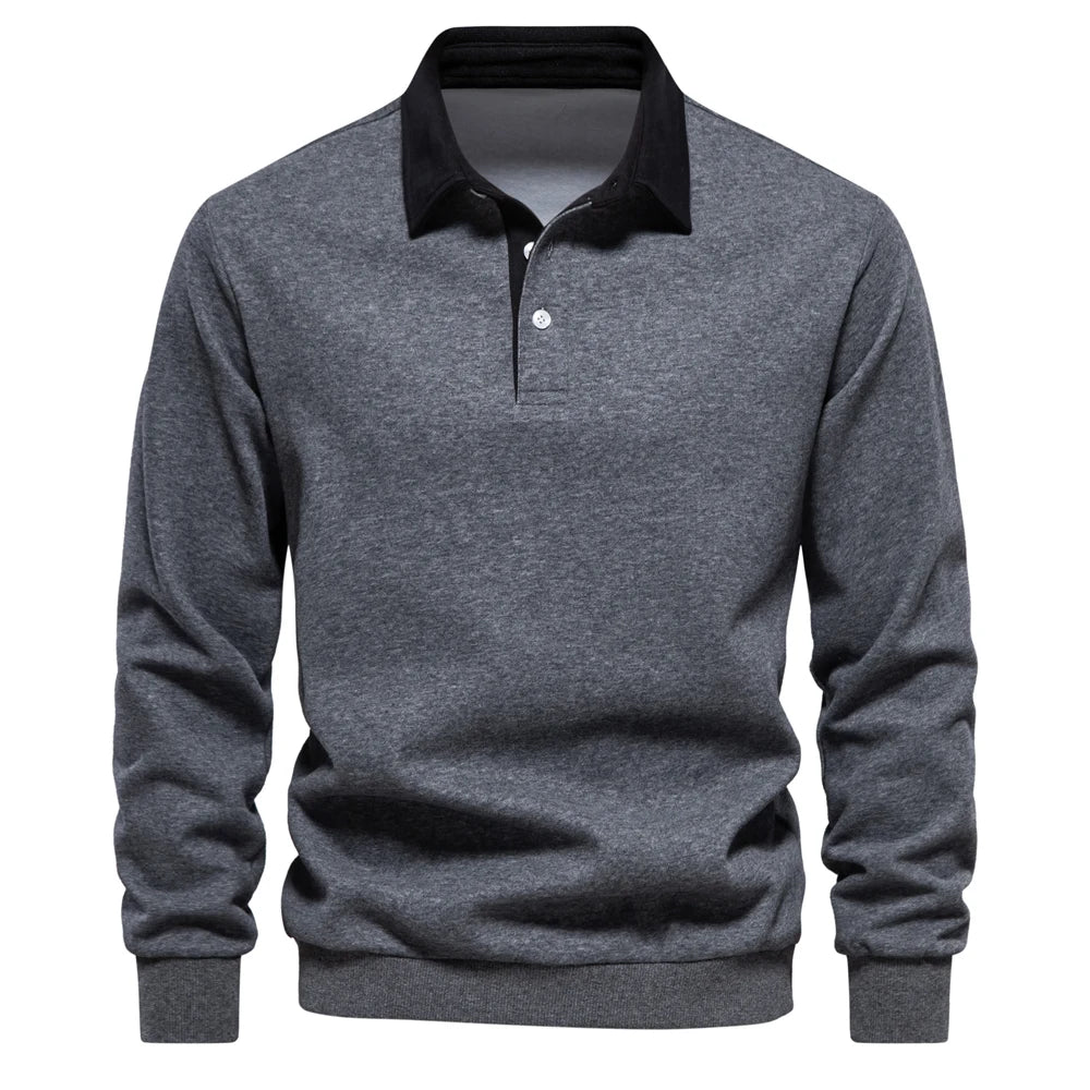 2023 New Autumn Fashion Design Polo Neck Sweatshirts for Men Casual and Social Wear Quality Cotton Mens Sweatshirts