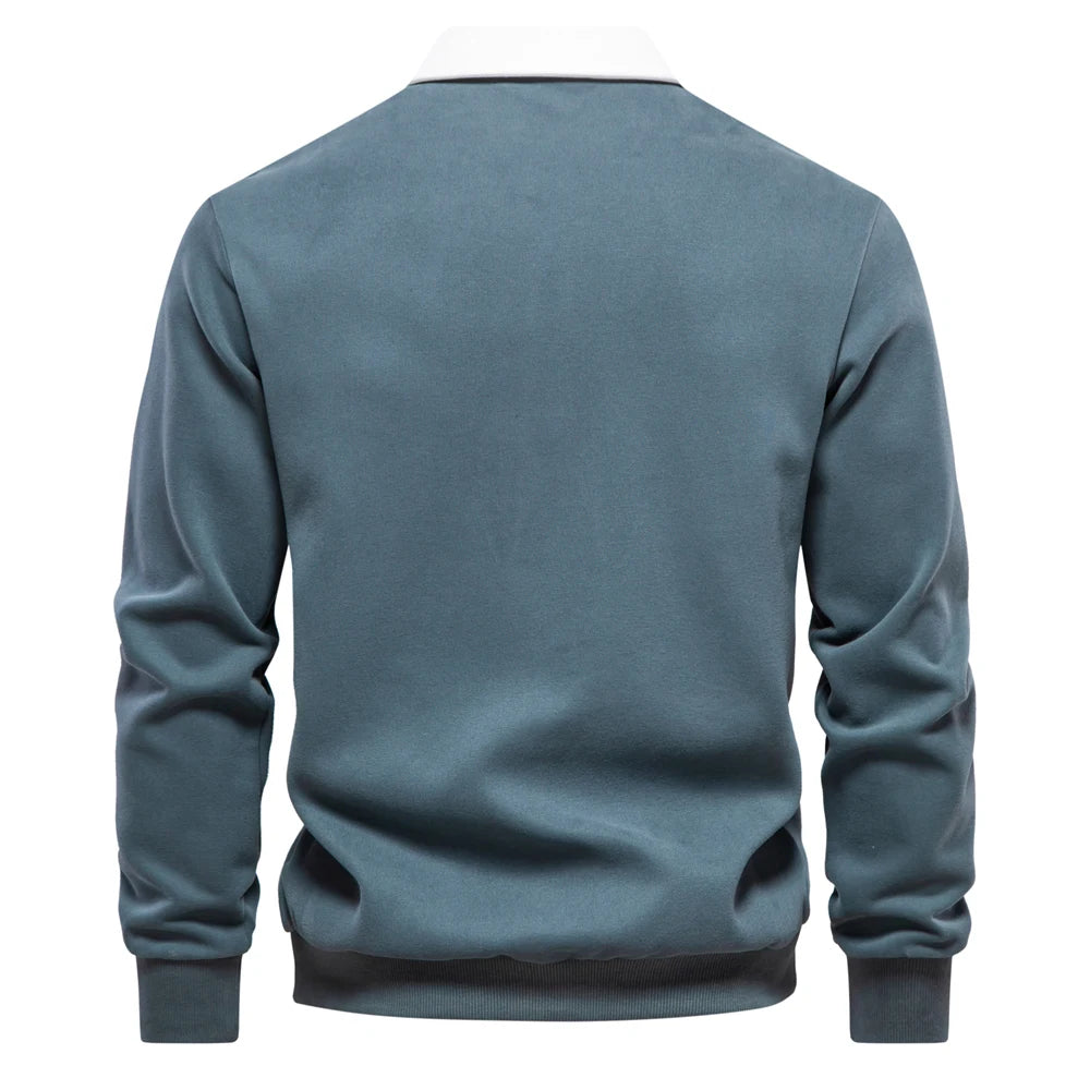 2023 New Autumn Fashion Design Polo Neck Sweatshirts for Men Casual and Social Wear Quality Cotton Mens Sweatshirts