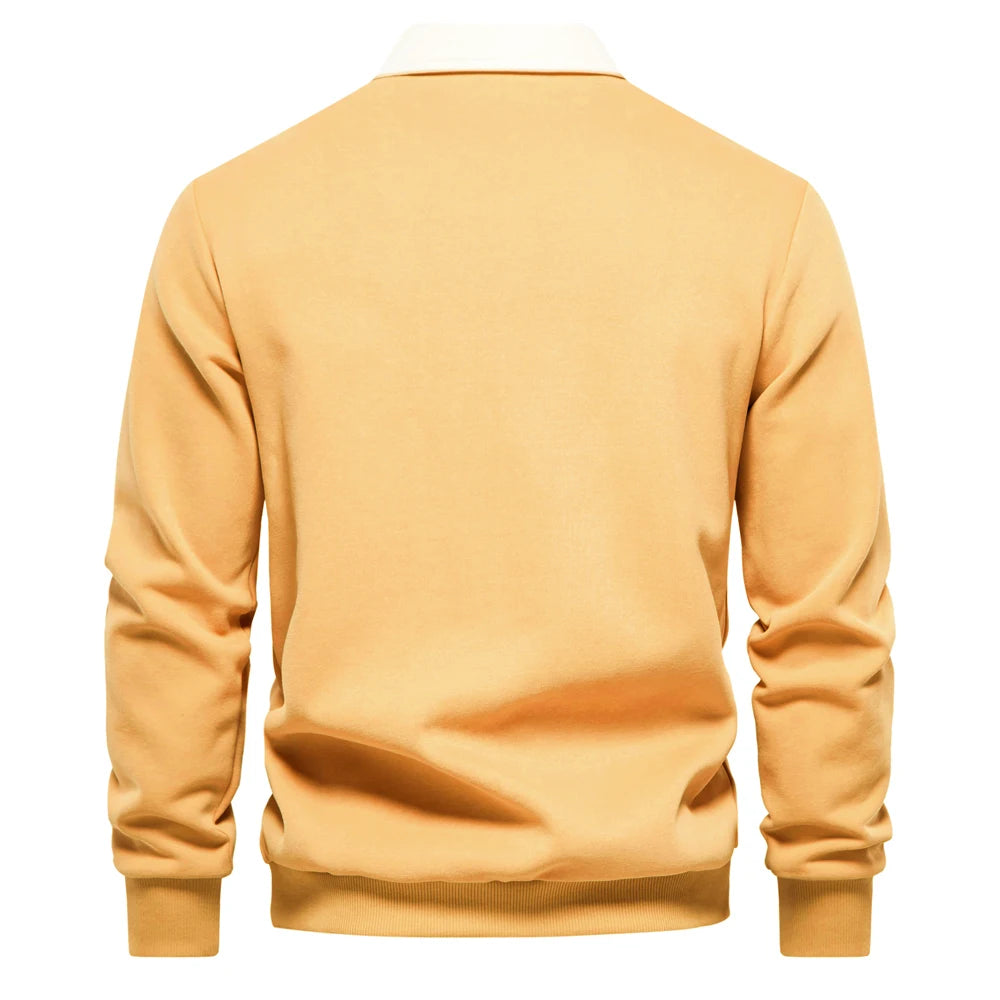 2023 New Autumn Fashion Design Polo Neck Sweatshirts for Men Casual and Social Wear Quality Cotton Mens Sweatshirts