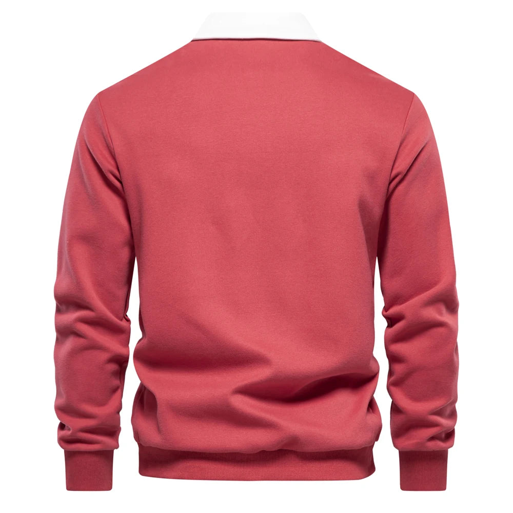 2023 New Autumn Fashion Design Polo Neck Sweatshirts for Men Casual and Social Wear Quality Cotton Mens Sweatshirts