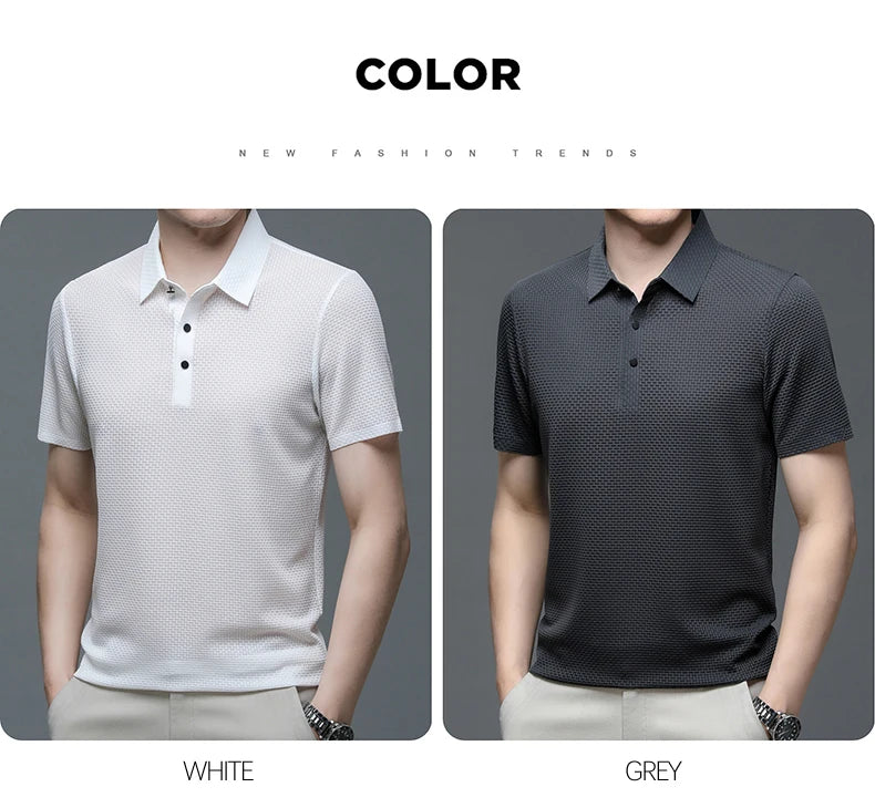 【High-quality】M-4XL Summer New Men's Short Sleeve T-shirt Cool and Breathable POLO Shirt Business Casual Sweat-absorbing Top