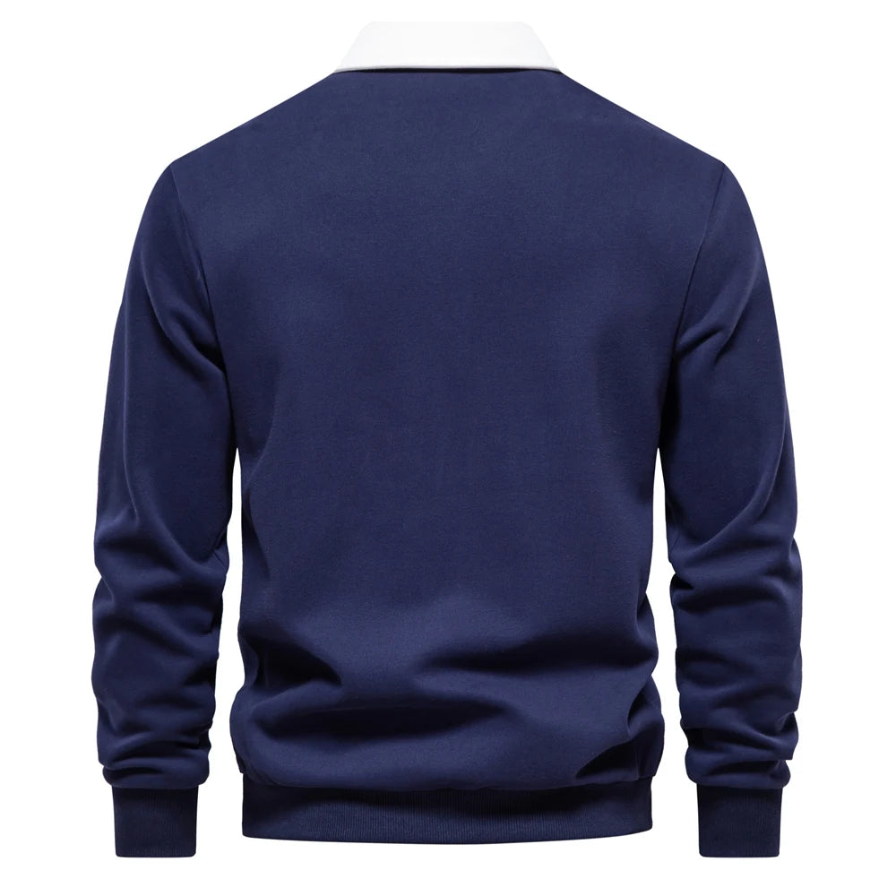 2023 New Autumn Fashion Design Polo Neck Sweatshirts for Men Casual and Social Wear Quality Cotton Mens Sweatshirts