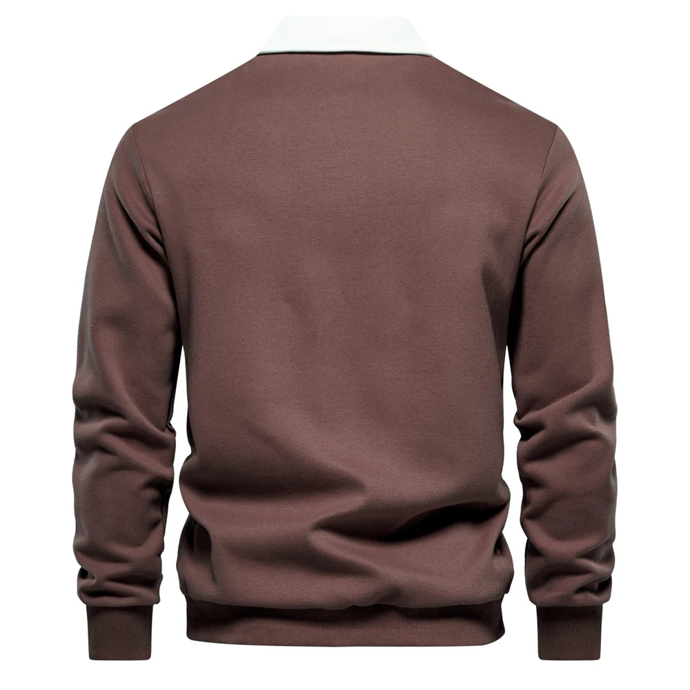 2023 New Autumn Fashion Design Polo Neck Sweatshirts for Men Casual and Social Wear Quality Cotton Mens Sweatshirts