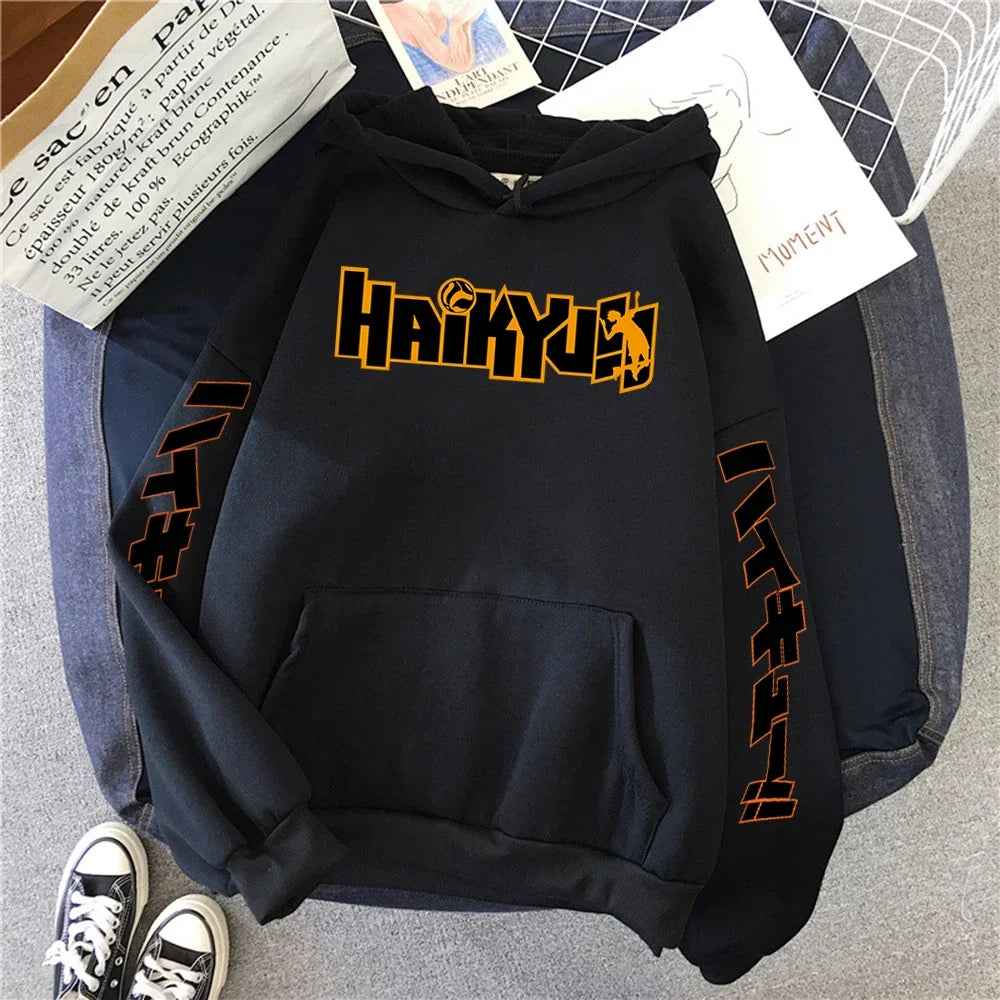 Japan Anime Haikyuu Manga Prints Hoodies Mens New Fashion Hoody Hip Hop Fleece Sweatshirts Crewneck Pullovers Cute Clothing Man