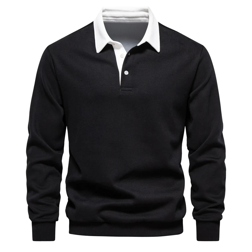 2023 New Autumn Fashion Design Polo Neck Sweatshirts for Men Casual and Social Wear Quality Cotton Mens Sweatshirts